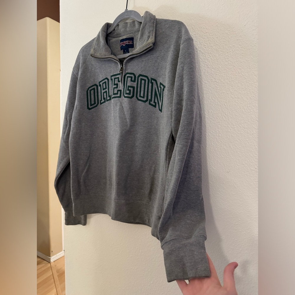 Oregon Ducks grey half zip sweatshirt - Picture 2 of 5